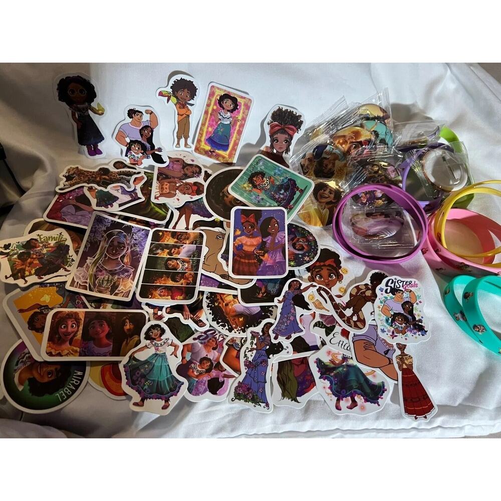 Encanto Birthday Party Favors Set 12 Bracelet 12 Button 50 Stickers Supplies NEW